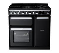 Rangemaster Estel Deluxe 90cm Dual Fuel Range Cooker - Gloss Black + Chrome