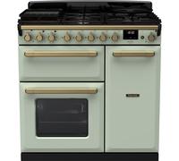 Rangemaster Estel Deluxe 90cm Dual Fuel Range Cooker - Mint / Antique Brass - A/A Rated