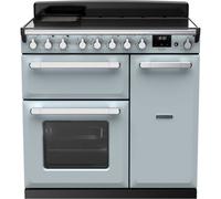Rangemaster Estel Deluxe 90cm Electric Range Cooker with Induction Hob - Misty Blue / Chrome - A/A Rated