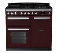 Rangemaster Estel Deluxe ESDL100DFPBOR/CM1 100cm Wide Bordeaux Dual Fuel Freestanding Range Cooker - Chrome Trim