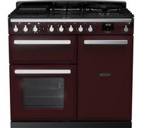Rangemaster Estel Deluxe ESDL100DFPBOR/CM1 100cm Dual Fuel Range Cooker - Bordeaux / Chrome - A/A Rated