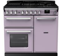 Rangemaster Estel Deluxe ESDL100DFPHTH/CM1 100cm wide Dual Fuel Range Cooker with Gas Hob - Heather / Chrome - A Purple