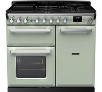 Rangemaster Estel Deluxe ESDL100DFPMNT/CM1 100cm wide Dual Fuel Range Cooker with Gas Hob - Mint / Chrome - A/A Rated, Green