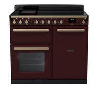 Rangemaster Estel Deluxe ESDL100EIPBOR/AB1 100cm Wide Bordeaux Induction Freestanding Range Cooker - Antique Brass Trim