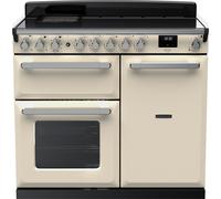 Rangemaster Estel Deluxe ESDL100EIPPCR/CM1 100cm wide Electric Range Cooker with Induction Hob - Cream / Chrome - A/A Rated, Cream