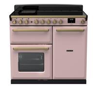 Rangemaster Estel Deluxe ESDL100EIPPPK/AB1 100cm Wide Pale Pink Induction Freestanding Range Cooker - Antique Brass Trim