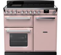 Rangemaster Estel Deluxe ESDL100EIPPPK/CM1 100cm wide Electric Range Cooker with Induction Hob - Pale Pink / Chrome - A Pink