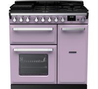 Rangemaster Estel Deluxe ESDL90DFPHTH/CM1 90cm wide Dual Fuel Range Cooker with Gas Hob - Heather / Chrome - A Purple