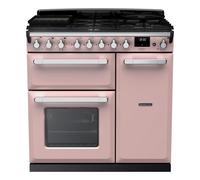 Rangemaster Estel Deluxe ESDL90DFPPPK/CM1 90cm Wide Pale Pink Dual Fuel Freestanding Range Cooker - Chrome Trim