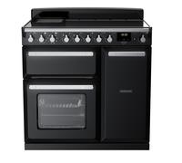 Rangemaster Estel Deluxe ESDL90EIPGBL/CM1 90cm Wide Gloss Black Induction Freestanding Range Cooker - Chrome Trim