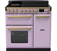 Rangemaster Estel Deluxe ESDL90EIPHTH/AB1 90cm wide Electric Range Cooker with Induction Hob - Heather / Antique Brass - A/A Rated, Purple