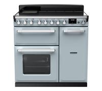 Rangemaster Estel Deluxe ESDL90EIPMSB/CM1 90cm Wide Misty Blue Induction Freestanding Range Cooker - Chrome Trim