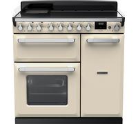 Rangemaster Estel Deluxe ESDL90EIPPCR/CM1 90cm wide Electric Range Cooker with Induction Hob - Cream / Chrome - A/A Rated, Cream