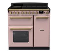 Rangemaster Estel Deluxe ESDL90EIPPPK/AB1 90cm Wide Pale Pink Induction Freestanding Range Cooker - Antique Brass Trim
