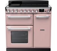 Rangemaster Estel Deluxe ESDL90EIPPPK/CM1 90cm wide Electric Range Cooker with Induction Hob - Pale Pink / Chrome - A/A Rated, Pink