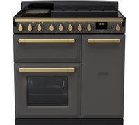 Rangemaster Estel Deluxe ESDL90EIPSLT/AB1 90cm Electric Range Cooker with Induction Hob - Slate / Antique Brass - A/A Rated
