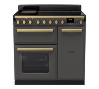 Rangemaster Estel Deluxe ESDL90EIPSLT/AB1 90cm Wide Slate Induction Freestanding Range Cooker - Antique Brass Trim