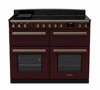 Rangemaster Estel Deluxe ESDLB110EIPBOR/AB1 110cm Wide Bordeaux Induction Freestanding Range Cooker - Antique Brass Trim