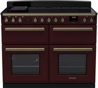 Rangemaster Estel Deluxe ESDLB110EIPBOR/AB1 110cm wide Electric Range Cooker with Induction Hob - Bordeaux / Antique Brass Red