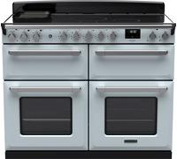 Rangemaster Estel Deluxe ESDLB110EIPMSB/CM1 110cm wide Electric Range Cooker with Induction Hob - Misty Blue / Chrome - A Rated, Blue