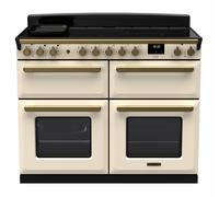 Rangemaster Estel Deluxe ESDLB110EIPPCR/AB1 110cm Wide Pale Cream Induction Freestanding Range Cooker - Antique Brass Trim