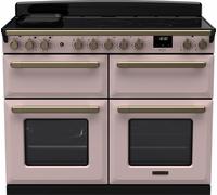 Rangemaster Estel Deluxe ESDLB110EIPPPK/AB1 110cm wide Electric Range Cooker with Induction Hob - Pale Pink / Antique Brass - A Rated, Pink