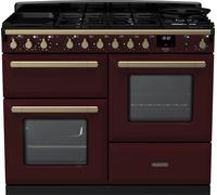 Rangemaster Estel Deluxe 110cm Dual Fuel Range Cooker - Bordeaux / Antique Brass - A/A Rated