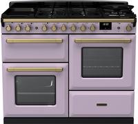 Rangemaster Estel Deluxe ESDLO110DFPHTH/AB1 110cm Dual Fuel Range Cooker with Gas Hob - Heather / Antique Brass - A/A Rated, Purple