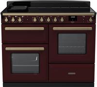 Rangemaster Estel Deluxe ESDLO110EIPBOR/AB1 110cm Electric Range Cooker with Induction Hob - Bordeaux / Antique Brass - A Rated, Red