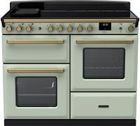Rangemaster Estel Deluxe ESDLO110EIPMNT/AB1 110cm wide Electric Range Cooker with Induction Hob - Mint / Antique Brass - A Rated, Green