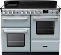 Rangemaster Estel Deluxe ESDLO110EIPMSB/CM1 110cm Electric Range Cooker with Induction Hob - Misty Blue / Chrome - A Rated, Blue