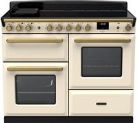 Rangemaster Estel Deluxe 110cm Electric Range Cooker with Induction Hob - Cream / Antique Brass - A Rated