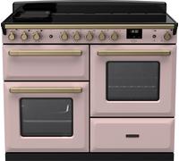 Rangemaster Estel Deluxe ESDLO110EIPPPK/AB1 110cm Electric Range Cooker with Induction Hob - Pale Pink / Antique Brass - A Rated, Pink