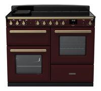 Rangemaster Estel Deluxe Offset Cavity ESDLO110EIPBOR/AB1 110cm Wide Bordeaux Induction Freestanding Range Cooker - Antique Brass Trim