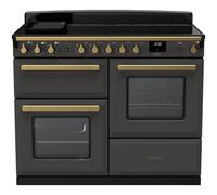 Rangemaster Estel Deluxe Offset Cavity ESDLO110EIPSLT/AB1 110cm Wide Slate Induction Freestanding Range Cooker - Antique Brass Trim