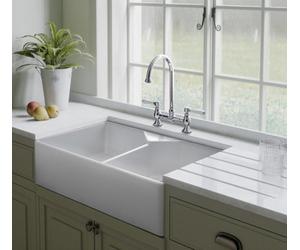 Rangemaster Farmhouse Belfast Kitchen Sink Double Bowl 2.0 Ceramic White Stylish