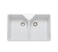 Rangemaster Farmhouse White Ceramic 2 Bowl Kitchen Sink 491mm X 793mm