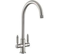 Rangemaster Hemlock Themdlcm Twin Lever Deck-Mounted Kitchen Mixer Tap, Traditional Dual-Lever Chrome