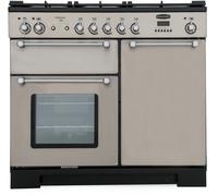 Rangemaster Kitchener KCH100DFFSS/C 100cm Dual Fuel Range Cooker with Gas Hob - Stainless Steel / Chrome - A/A Rated, Stainless Steel