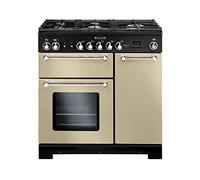 Rangemaster KCH90DFFCR/C Freestanding Range Cooker, Two Fan Ovens, AA Rated, 5 Burner Gas Hob, Cream