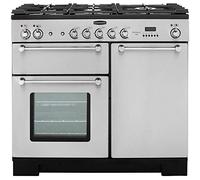 Rangemaster Kitchener KCH100DFFSS/C 100cm wide Dual Fuel Range Cooker with Gas Hob - Stainless Steel/Chrome - A/A Rated