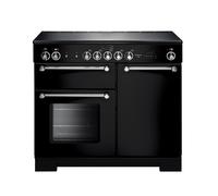 Rangemaster Kitchener KCH100ECBL 100cm Wide Black Ceramic Freestanding Range Cooker - Chrome Trim