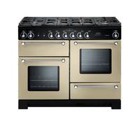 Rangemaster Kitchener KCH110DFFCR 110cm Wide Cream Dual Fuel Freestanding Range Cooker - Chrome Trim