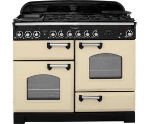 Rangemaster Kitchener KCH110DFFCR/C 110cm Dual Fuel Range Cooker - Cream / Chrome - A