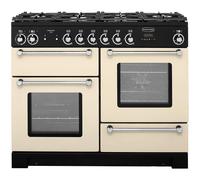 Rangemaster Kitchener KCH110DFFCR/C 110cm wide Dual Fuel Range Cooker with Gas Hob - Cream / Chrome - A/A Rated