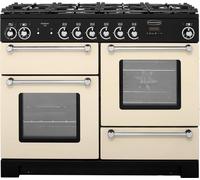 Rangemaster Kitchener KCH110DFFCR/C 110cm wide Dual Fuel Range Cooker with Gas Hob - Cream / Chrome - A/A Rated, Cream