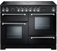 Rangemaster Kitchener KCH110ECBL/C 110cm wide Electric Range Cooker with Ceramic Hob - Black / Chrome - A/A Rated, Black