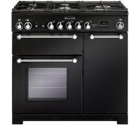 RANGEMASTER Kitchener KCH90DFFBL/C Dual Fuel Range Cooker - Black & Chrome, Black