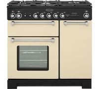Rangemaster KCH90DFFCR/C Kitchener Cream with Chrome Trim 90cm Dual Fuel Range Cooker - A Rated - 81440