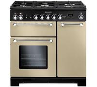 Rangemaster KCH90DFFCR/C Kitchener Cream with Chrome Trim 90cm Dual Fuel Range Cooker - A Rated - 81440